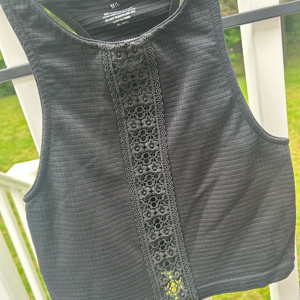 Three Bird Nest Black Crop Tank Top